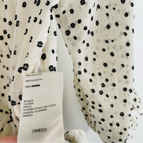 Anthropologie Lucia Black White Polka Dot Smocked Off Shoulder Blouse Top Small - Picture 8 of 16
